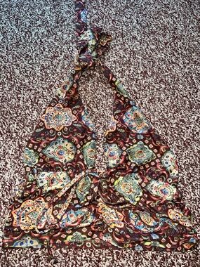 SOLD - Cider Brown Halter Tank Top with Multicolor Paisley Print